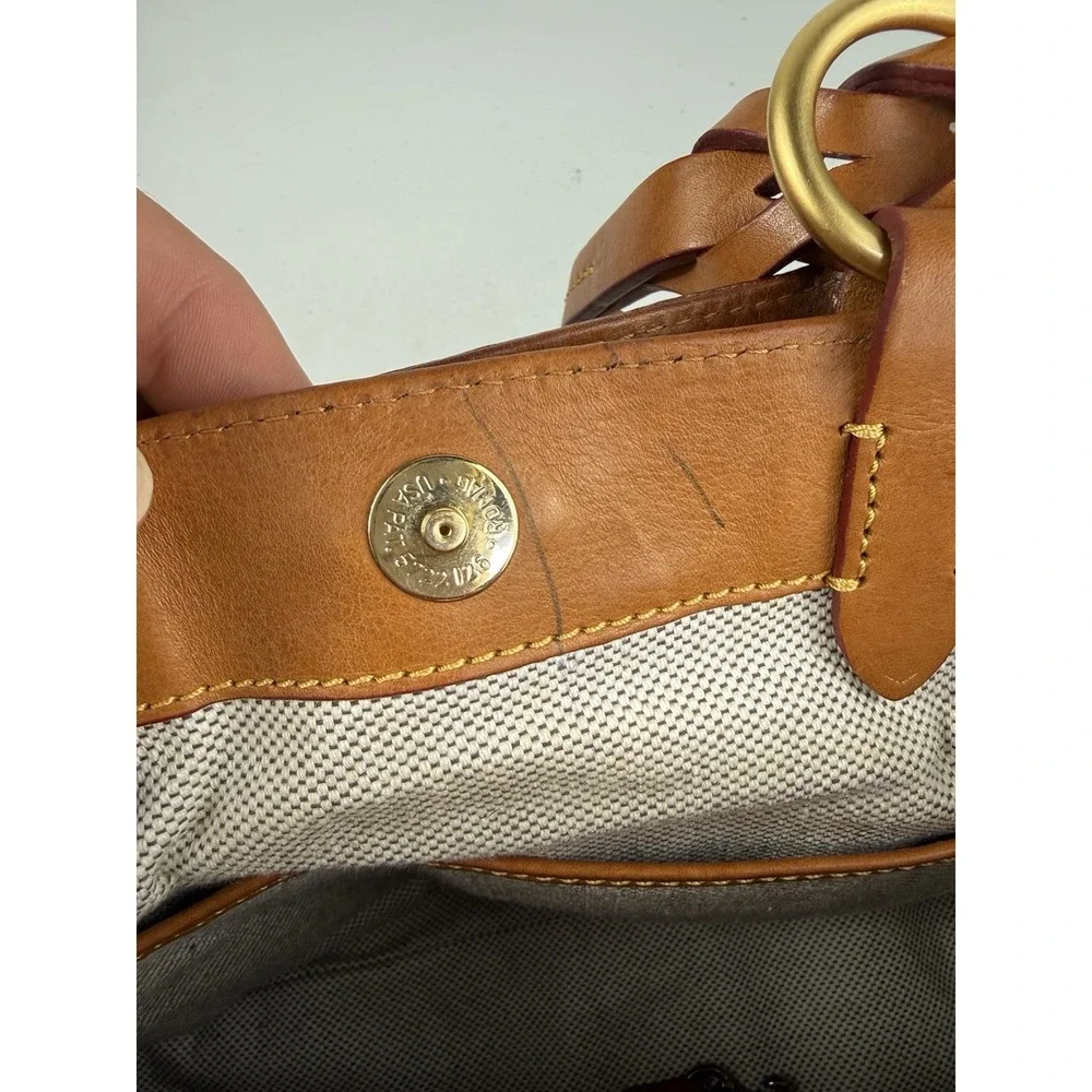 Dooney Bourke Florentine Leather Large Zip Barlow Satchel Handbag Purse Natural